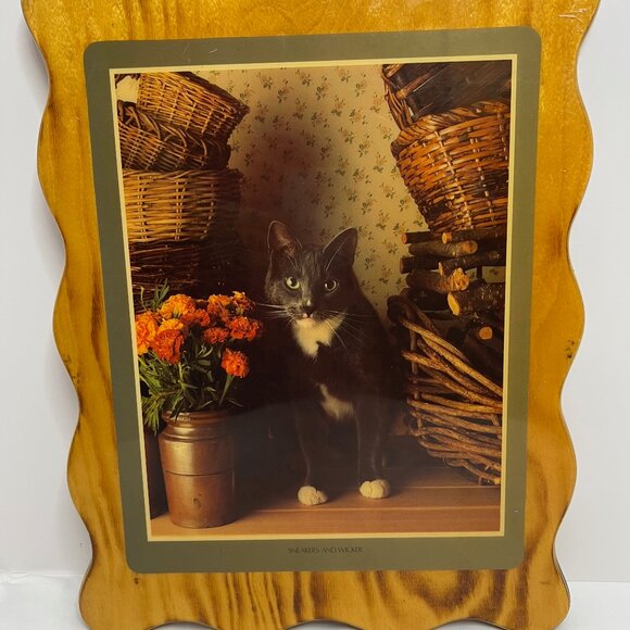 Retro Vintage Kitty Cat Lacquer Wood Intercraft Wall Plaque 17.5" Rare Find! - Picture 1 of 3